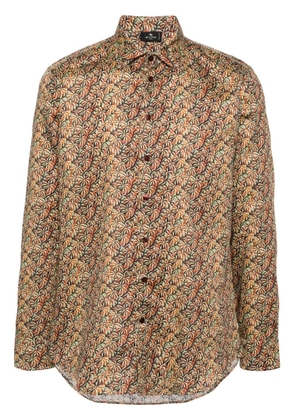 ETRO palm tree-print cotton shirt - Orange