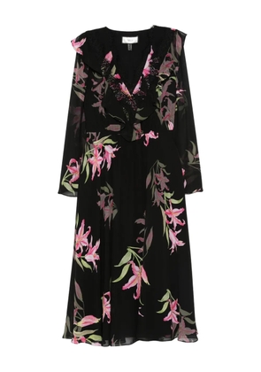NISSA floral-print midi dress - Black
