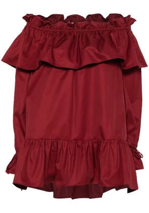 Saint Laurent ruffled cotton mini dress - Red