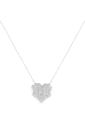 LB Exclusive 14K white gold diamond heart-pendant necklace - Silver