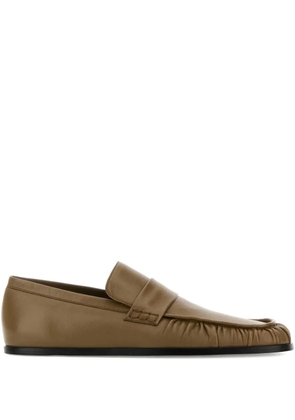 Jil Sander ruched-effect leather loafers - Brown
