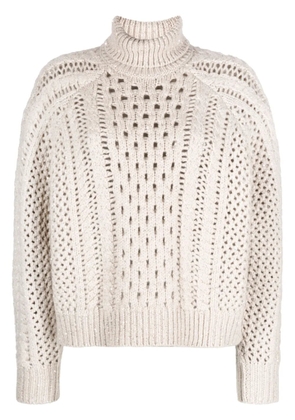 Brunello Cucinelli high-neck crochet-knit jumper - Neutrals