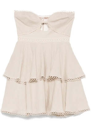 PatBO ruffled mini dress - Neutrals