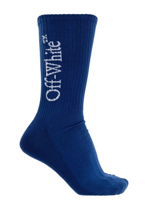 Off-White logo-print cotton socks - Blue