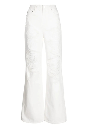 Goen.J ripped high-rise straight-leg jeans - White