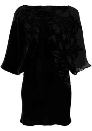 REV floral-print velvet dress - Black