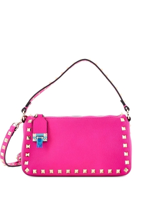 Valentino Garavani Pre-Owned Rockstud Flip Lock Zipped Handle Grainy Leather Small crossbody bag - Pink