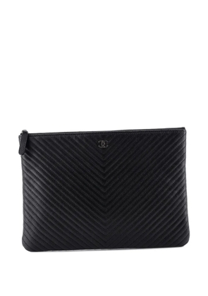 CHANEL Pre-Owned O Case Chevron Caviar Medium clutch bag - Black