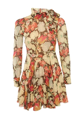 RED Valentino floral-print long-sleeve mini dress - Pink