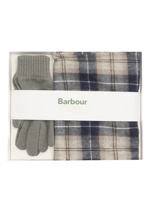 Barbour plaid gloves scarf - Grey