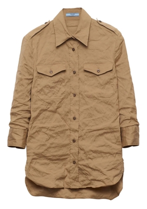 Prada crinkled poplin shirt - Neutrals