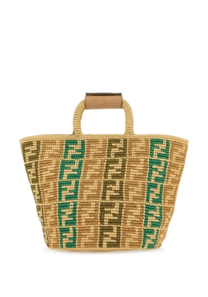 FENDI FF braided raffia tote bag - Neutrals