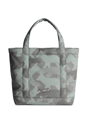 Maison Kitsuné large camouflage tote bag - Green