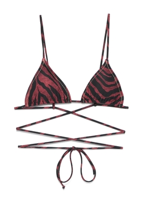 Reina Olga tiger-print bikini top - Brown