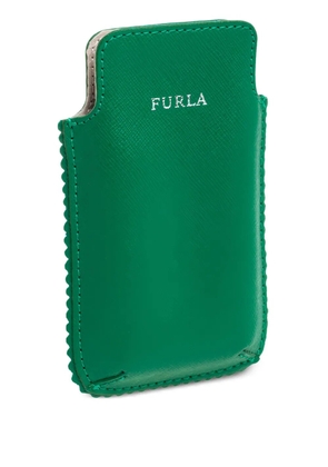Furla leather scallop-trim phone case - Green