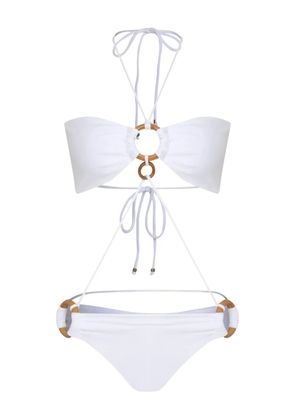 Amir Slama ring-detail halter swimsuit - White