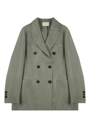 slowear double-breasted linen jacket - Green