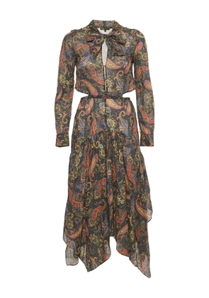 Maje paisley asymmetric dress - Blue