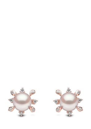 Yoko London 18kt rose gold Trend Akoya pearl and diamond earrings - Pink