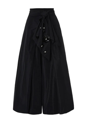 PSOPHIA floral-appliqué wide-leg culottes - Black