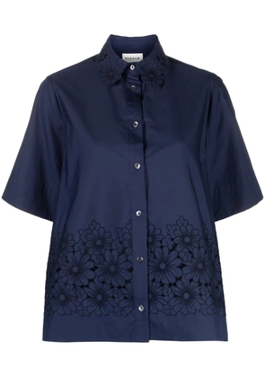 P.A.R.O.S.H. floral-embroidered short-sleeve shirt - Blue