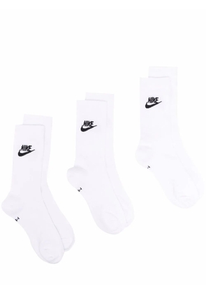 Nike three-pack logo-print crew socks - White