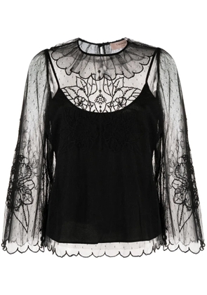 TWINSET layered lace long-sleeved blouse - Black