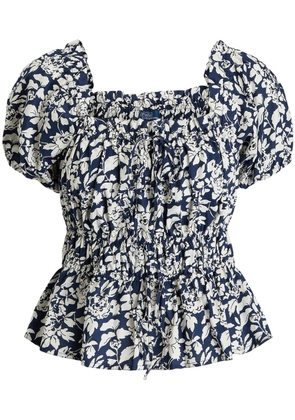 Polo Ralph Lauren PRT 60/1 COTTN PPLN-SS ASPN TP-SHORT SLEEVE-BLOUSE - Blue