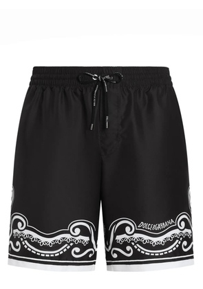 Dolce & Gabbana bandanna-print mid-length swim shorts - Black