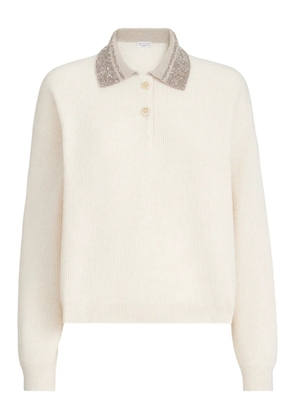 Brunello Cucinelli sequin-collar sweater - Neutrals