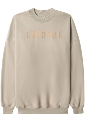 Fear Of God logo-embroidered long-sleeved cotton sweatshirt - Neutrals