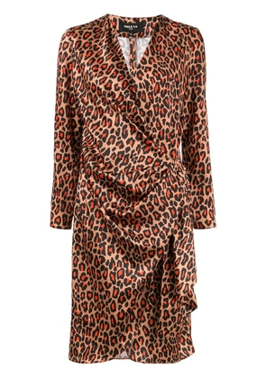 Paule Ka leopard print wrap dress - Brown