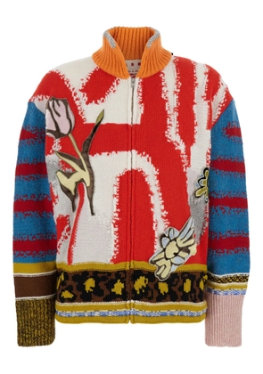 Marni patchwork appliqué cardigan - Red