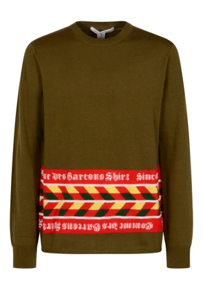 Comme Des Garçons striped-panel sweater - Brown