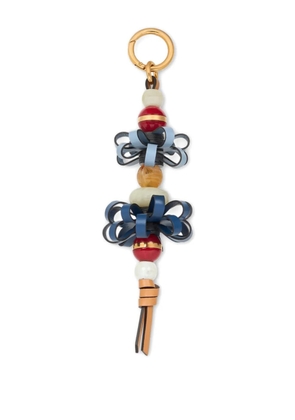 ETRO flowers-motif marbles leather bag charm - Blue
