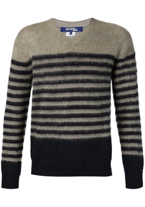 Junya Watanabe MAN striped V neck sweater - Grey