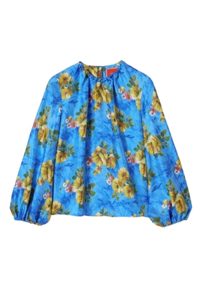 La DoubleJ balloon-sleeve floral top - Blue