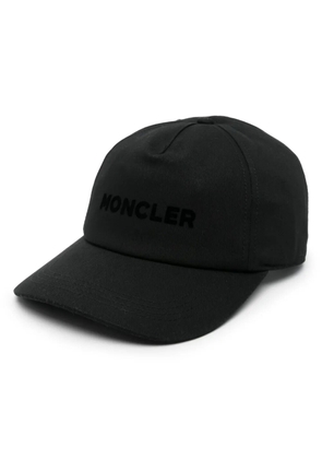 Moncler flocked-logo cotton baseball cap - Black