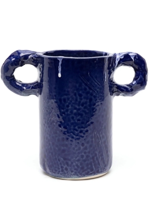 NIKO JUNE Studio paint-splatter ceramic vase - Blue