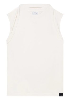 Courrèges draped-detail cotton tank top - White