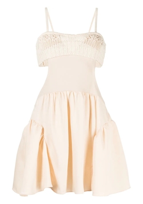 Goen.J crochet-panel cut-out dress - Neutrals