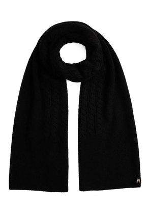 Tommy Hilfiger cable-knit logo scarf - Black