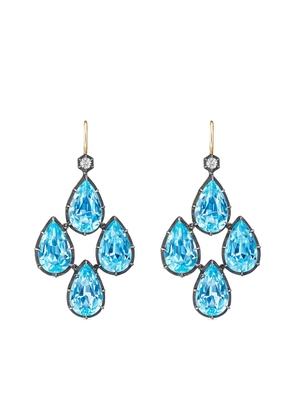FRED LEIGHTON pear shape topaz diamond chandelier earrings - Gold