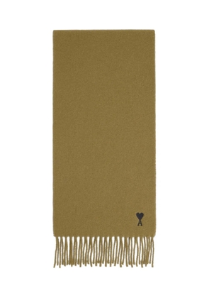 AMI Paris Ami de Coeur embroidered scarf - Green