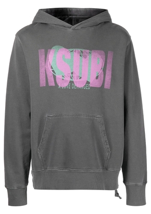 Ksubi Deranged Kash logo-print hoodie - CHARCOAL GREY