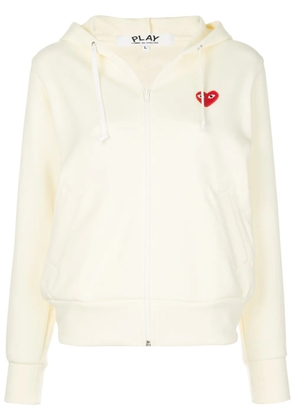 Comme Des Garçons Play heart-patch zip-up hoodie - White