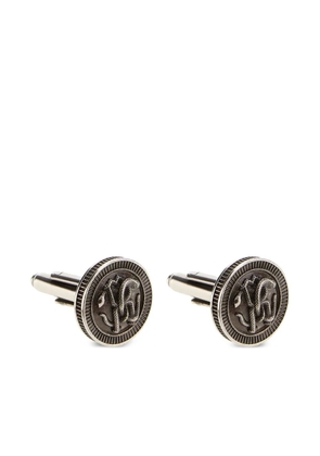Roberto Cavalli Mirror Snake-embossed cufflinks - Silver