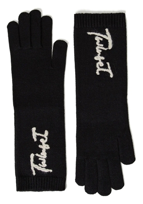 TWINSET logo-embroidered knitted gloves - Black