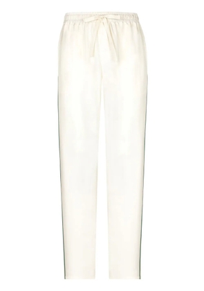 Dolce & Gabbana logo-embroidered silk trousers - White