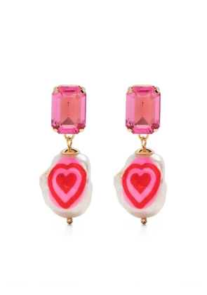 Martha Calvo Heart Crystal hand-painted earrings - Pink
